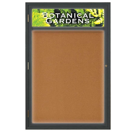 United Visual Products Open Faced Traditional Rounded Corkboard UV640ARC-BLACK-APRICOT
